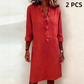 👗Rochie-cămașă din in cu volane și decolteu în V pentru femei🌟-12