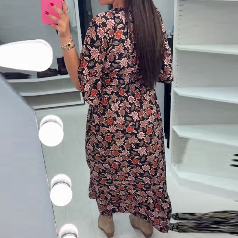 💓Rochie lungă cu imprimeu și decolteu în V, cu mâneci 3/4❣️💝-4