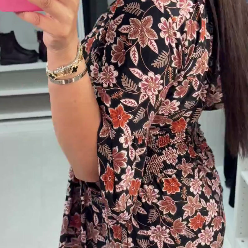 💓Rochie lungă cu imprimeu și decolteu în V, cu mâneci 3/4❣️💝-5
