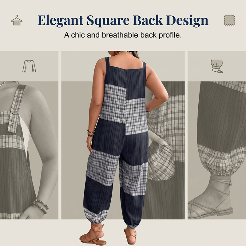 💎Salopetă casual pentru femei, cu patchwork și buzunare🥰-1