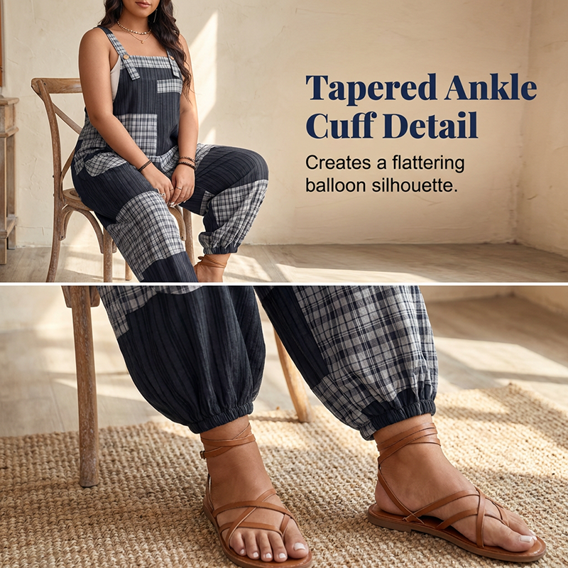 💎Salopetă casual pentru femei, cu patchwork și buzunare🥰-4