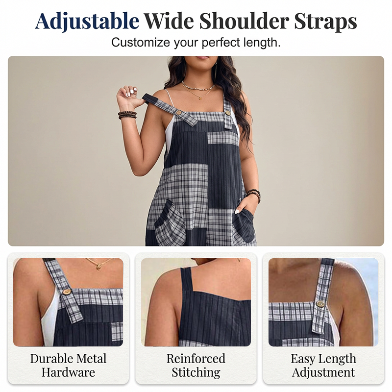 💎Salopetă casual pentru femei, cu patchwork și buzunare🥰-6