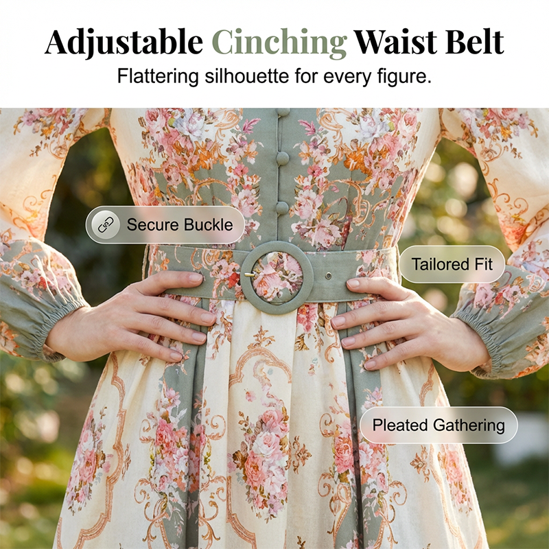 🌺🌿Rochie mini cu guler înalt și imprimeu floral romantic👗-4