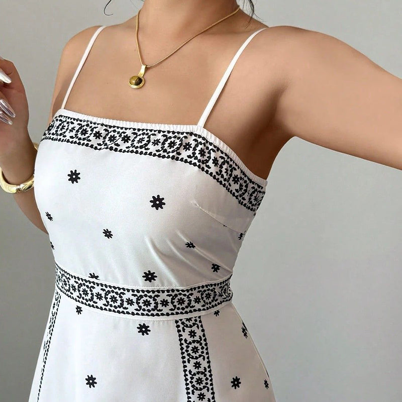 ✨Rochie elegantă pentru femei, cu imprimeu și bretele subțiri🥰-3