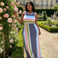 Rochie lungă mulată fără mâneci, cu dungi, pentru femei