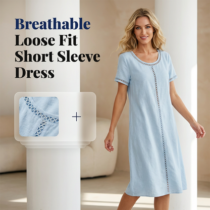 Rochie casual din bumbac și in pentru femei