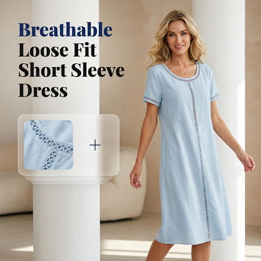Rochie casual din bumbac și in pentru femei