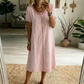 Rochie casual din bumbac și in pentru femei