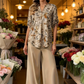 Set de bluză florală și pantaloni largi pentru femei, în 2 piese