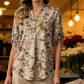 Set de bluză florală și pantaloni largi pentru femei, în 2 piese