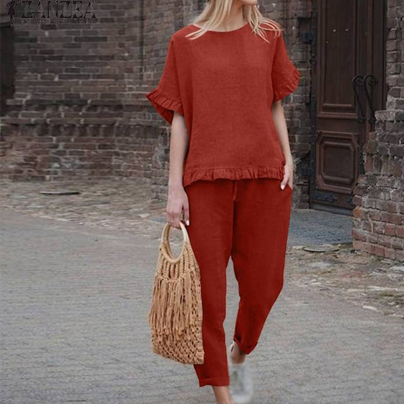 ❤️Set din 2 piese pentru femei: bluză casual și pantaloni cu șnur😍-2