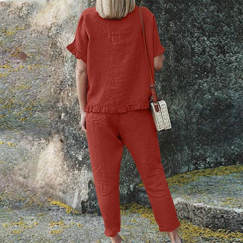 ❤️Set din 2 piese pentru femei: bluză casual și pantaloni cu șnur😍-6