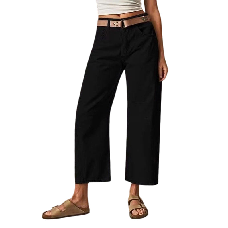 🌬️💝Pantaloni simpli, clasici, cu croi larg, pentru femei☕️-11
