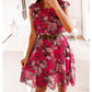 🔥Rochie din șifon🌹Rochie din șifon cu mâneci cu volane și imprimeu floral pentru femei👗❤️-10