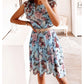 🔥Rochie din șifon🌹Rochie din șifon cu mâneci cu volane și imprimeu floral pentru femei👗❤️-9
