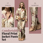 🌷Set elegant compus din jachetă cu imprimeu floral și pantaloni cu croi larg💝😍