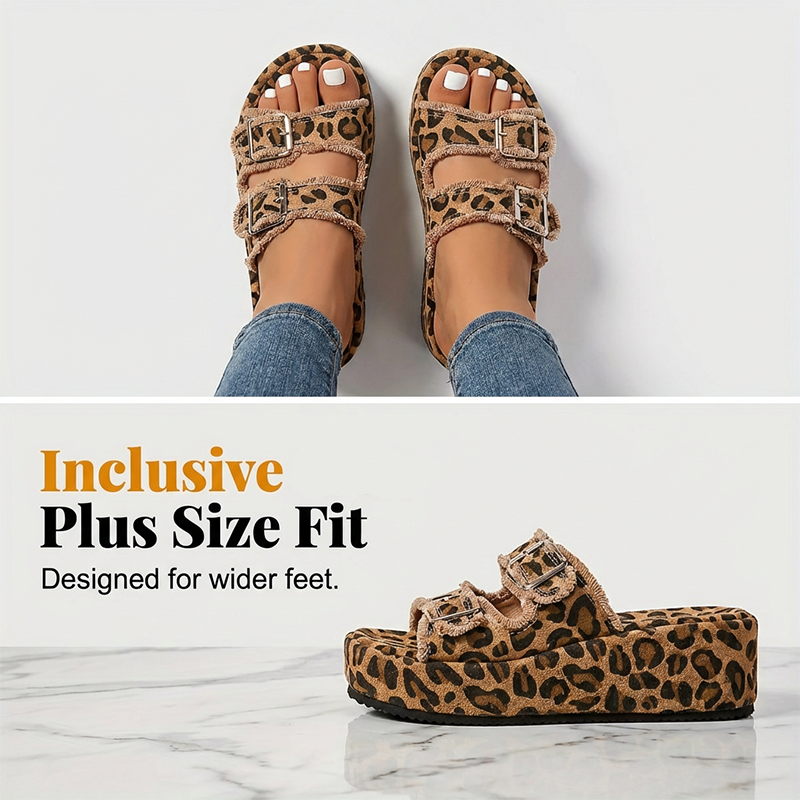 ✨🐆Sandale cu platformă pentru femei, cu două catarame-7
