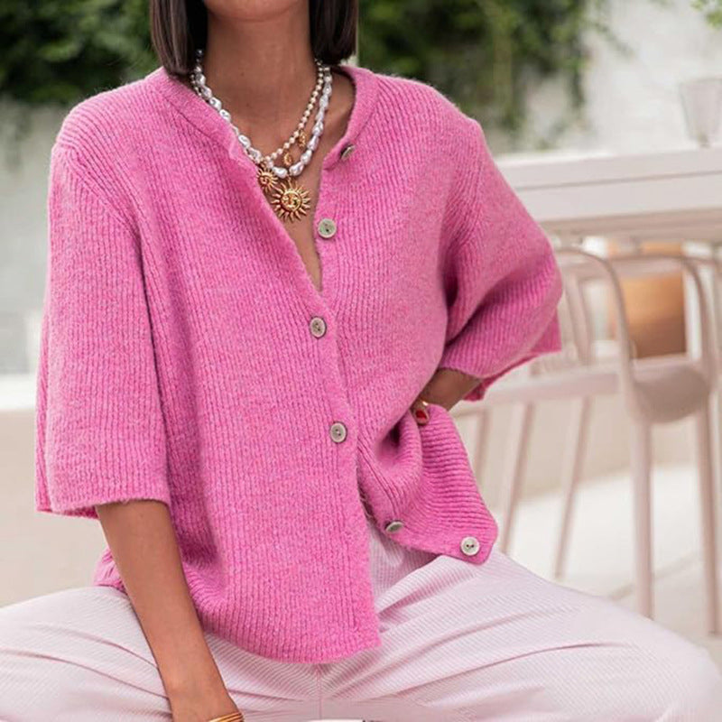 💓Bluză clasică din tricot cu mâneci scurte✨-10