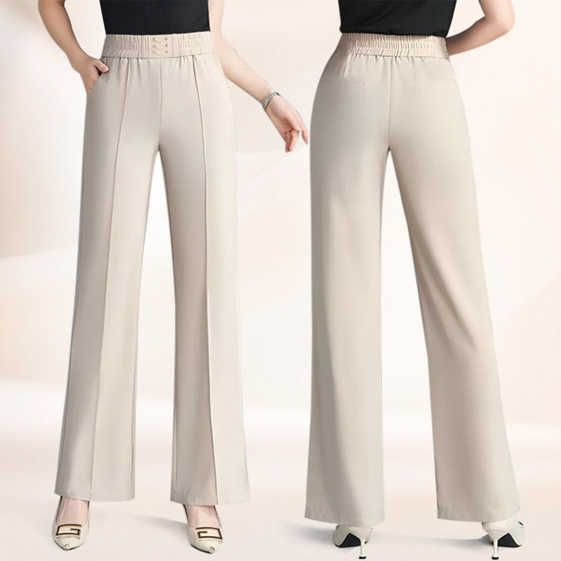 🔥Pantaloni cu croială versatilă🔥Pantaloni cu talie înaltă și croi larg pentru femei💼-4
