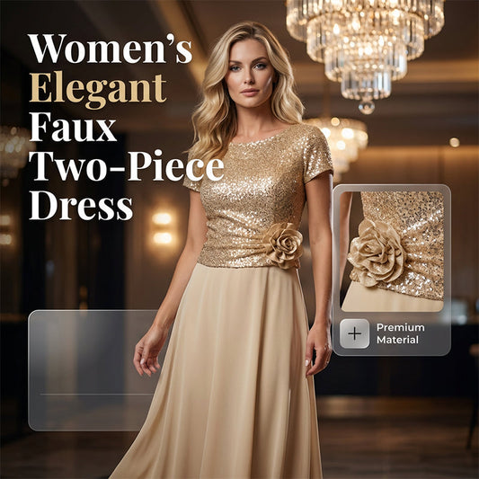 ✨Rochie elegantă din imitație de piele, din două piese, pentru femei💓