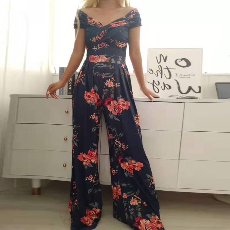 😍Salopetă elegantă pentru femei, cu umerii descoperiți și croi larg la picioare✨-11