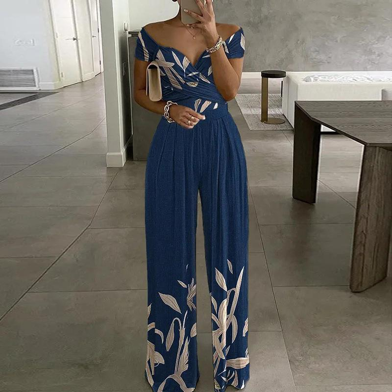 😍Salopetă elegantă pentru femei, cu umerii descoperiți și croi larg la picioare✨-13