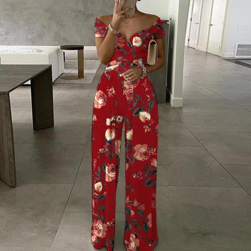 😍Salopetă elegantă pentru femei, cu umerii descoperiți și croi larg la picioare✨-12