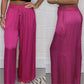 Pantaloni eleganti cu talie reglabilă, picior drept, netezi și largi, cu buzunare