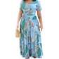 🌿【S-5XL】🍃Rochie maxi vaporoasă pentru femei, cu imprimeu de frunze