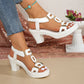 👡 Sandale cu toc gros pentru femei, cu curea în formă de T – spate elastic, platformă căptușită și curea metalică în formă de T – confort de la zi la noapte 💃