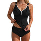 Costum de baie tankini din două piese pentru femei, cu efect de modelare a taliei