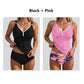 Costum de baie tankini din două piese pentru femei, cu efect de modelare a taliei