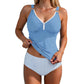 Costum de baie tankini din două piese pentru femei, cu efect de modelare a taliei