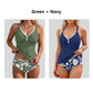 Costum de baie tankini din două piese pentru femei, cu efect de modelare a taliei