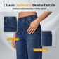Blugi din denim pentru femei, cu talie elastică, croi larg și lungime scurtă