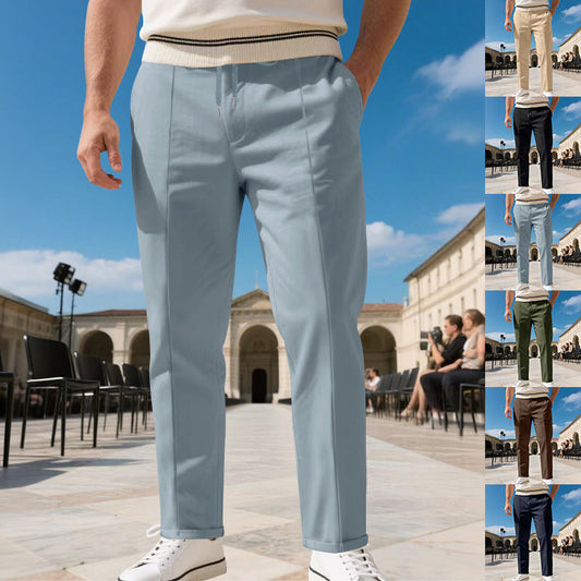 Pantaloni eleganți pentru bărbați, cu croi drept și șnur