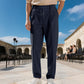 Pantaloni eleganți pentru bărbați, cu croi drept și șnur