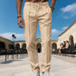 Pantaloni eleganți pentru bărbați, cu croi drept și șnur
