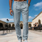 Pantaloni eleganți pentru bărbați, cu croi drept și șnur