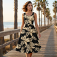 Rochie midi lejeră, cu imprimeu, pentru femei