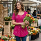 Bluză tip tunică cu imprimeu floral și pliseuri pentru femei