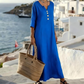 Rochie maxi casual pentru femei, cu decolteu în V și croială lejeră