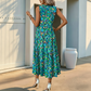 Rochie midi fără mâneci pentru femei, cu imprimeu abstract și volane suprapuse