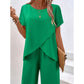 💃 Costum pentru femei: Bluză asimetrică casual și pantaloni cu picior larg – Lejer, confortabil și elegant fără efort ✨🌿