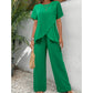 💃 Costum pentru femei: Bluză asimetrică casual și pantaloni cu picior larg – Lejer, confortabil și elegant fără efort ✨🌿