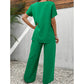 💃 Costum pentru femei: Bluză asimetrică casual și pantaloni cu picior larg – Lejer, confortabil și elegant fără efort ✨🌿