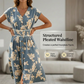 ❤️ Rochie de lungime medie cu decolteu în V pentru femei, cu imprimeu floral și nasturi