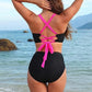 💖Set de costume de baie pentru femei Color-Block Criss Cross Lace Back💥