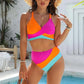 💖Set de costume de baie pentru femei Color-Block Criss Cross Lace Back💥