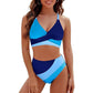💖Set de costume de baie pentru femei Color-Block Criss Cross Lace Back💥